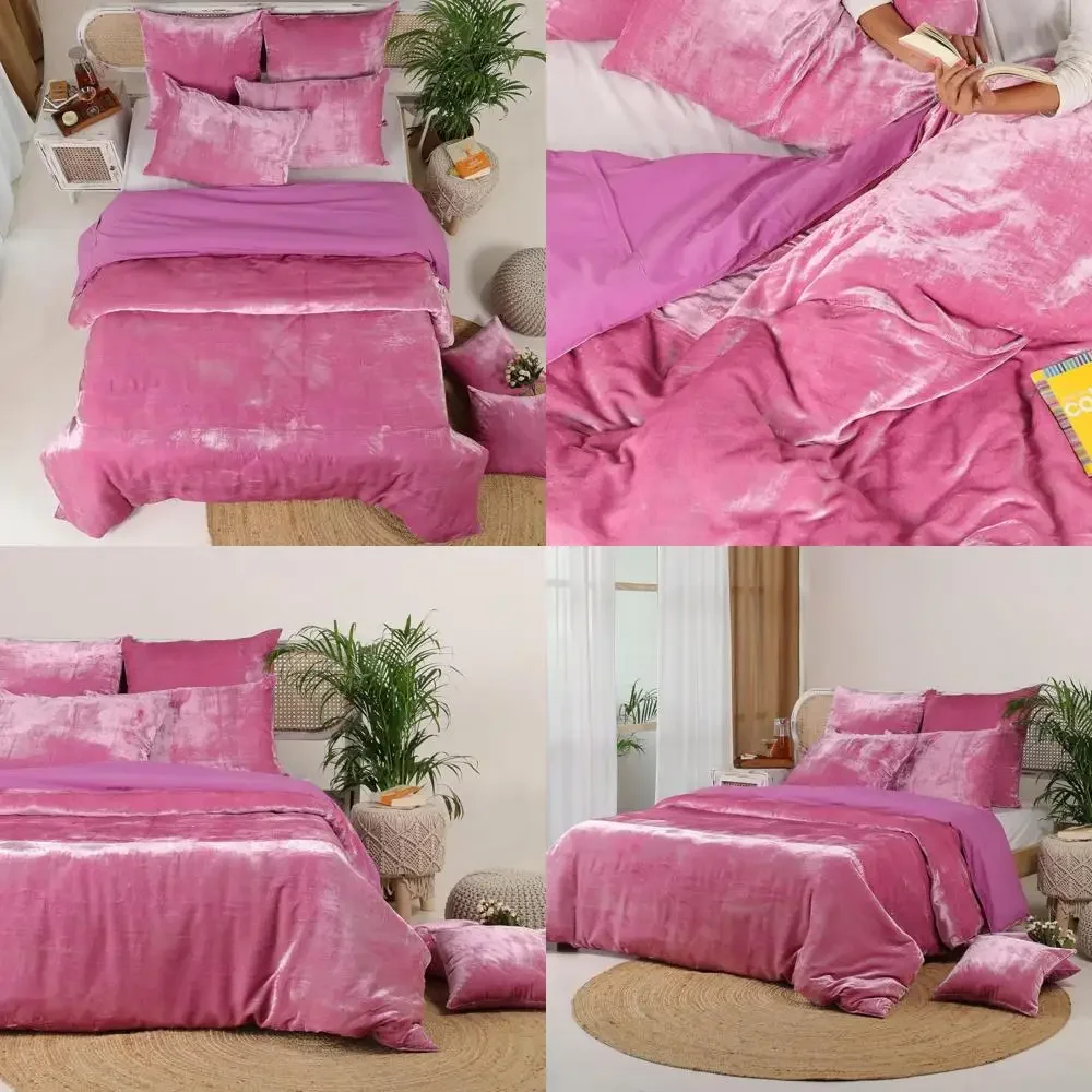 

Ultra Luxury Rayon Velvet Solid Pattern Bedding Set with 2 Pillowcases - Comforter Cover for a Plush Sleep Experience