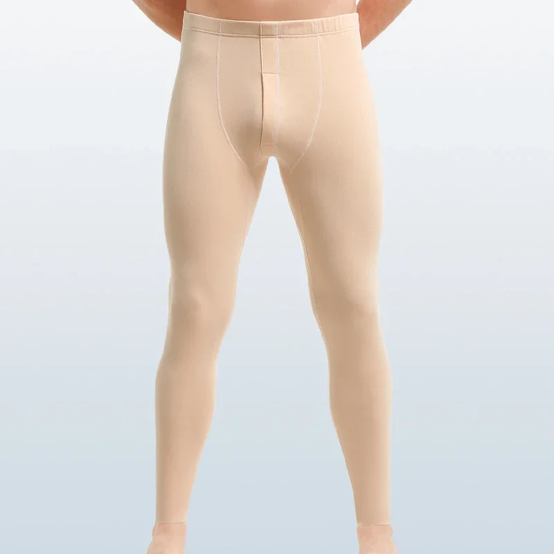 Лонг Джонс, мужские термоштаны, брюки из флиса и утолщенной хлопчатобумажной шерсти, осенние и зимние брюки внутри, трусы,