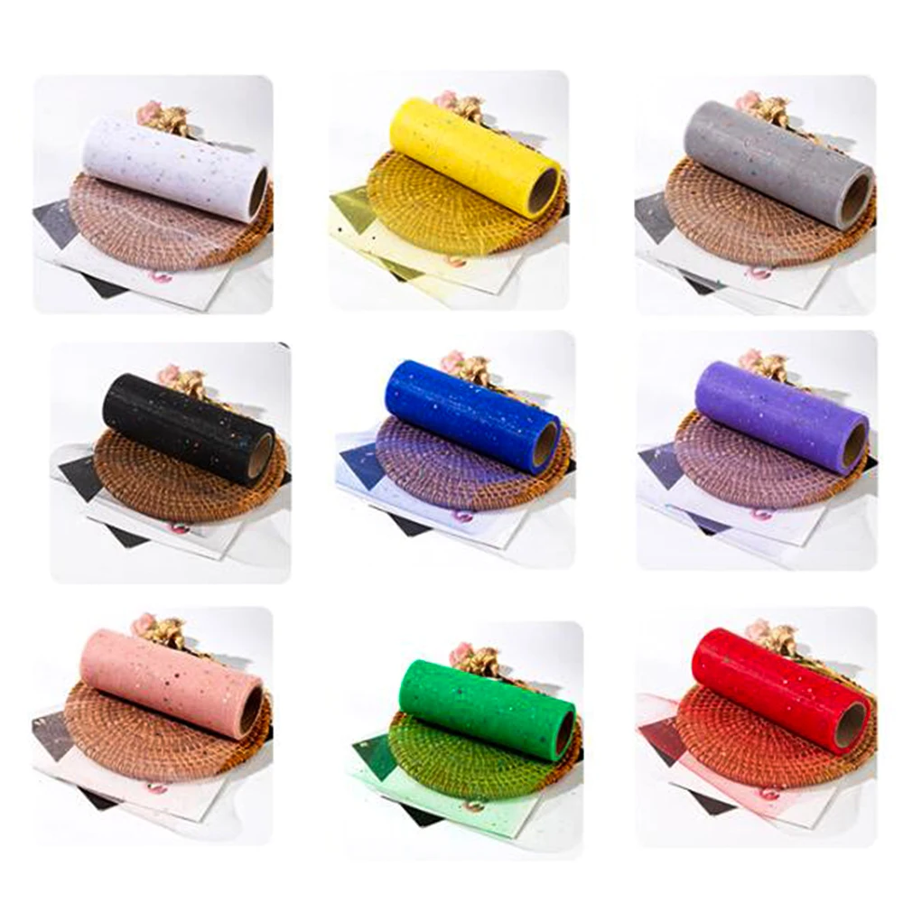 6in x 10 Yards Glitter Tulle Roll Polyester Spool Fabric DIY Wedding Birthday Decoration Party Supplies Baby Shower Accessories