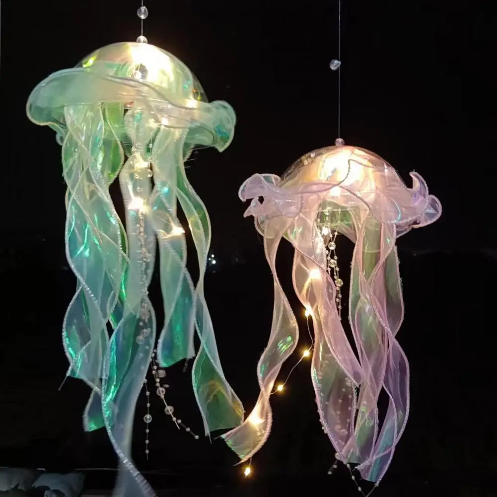 Colorful Jellyfish Lamp Lantern Mermaid Parti Jellyfish Light Lantern Hanging Lamp Decoration Halloween Christmas Holiday Gift