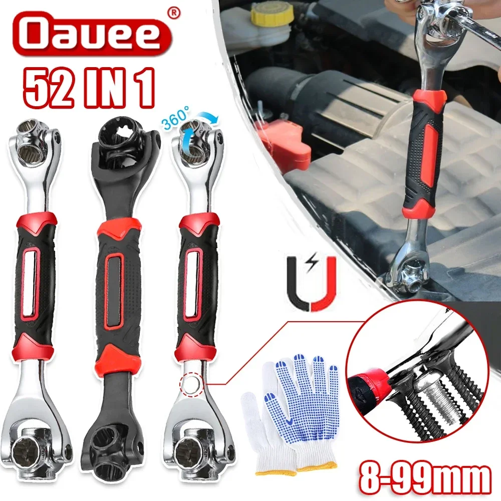 52 In 1 Multipurpose Wrench 360 Degree Rotation Ratchet Spline Bolts Sleeve Hand Tools Universial Furniture Car Repair Spanner