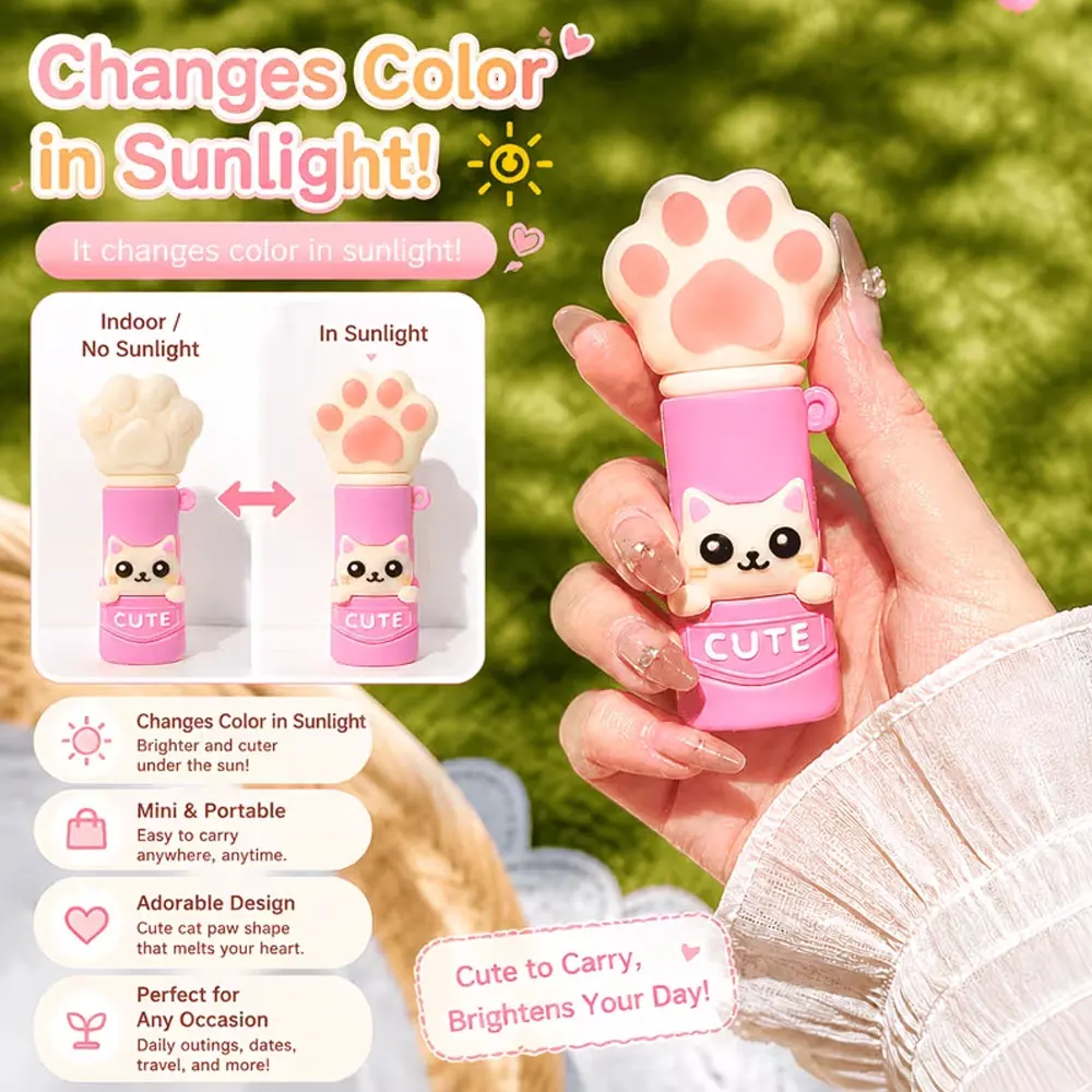 1 Cute Cat Paw-Shaped Refillable Perfume Atomizer, Color-Changing Portable Mini Spray Bottle, 5ml Travel-Sized Perfume Dispenser, with Bottom-Fill Design, Featuring a Cute Cartoon Cat Pattern