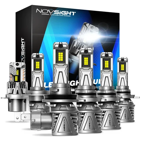 Светодиодные Лампы Для Автомобильных Фар NOVSIGHT 60W H4 H11 H8 H9 9005 HB3 9006 HB4 9012, Универсальные, 6500K, Белые