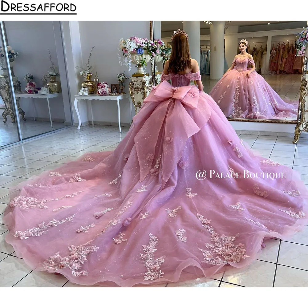 

Pink Quinceanera Dresses 2024 Sweetheart Off Shoulder Princess Sweet 15 16 Years Old Birthday Prom Party Gown Backless Gala Gift