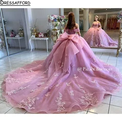 Pink Quinceanera Dresses 2024 Sweetheart Off Shoulder Princess Sweet 15 16 Years Old Birthday Prom Party Gown Backless Gala Gift