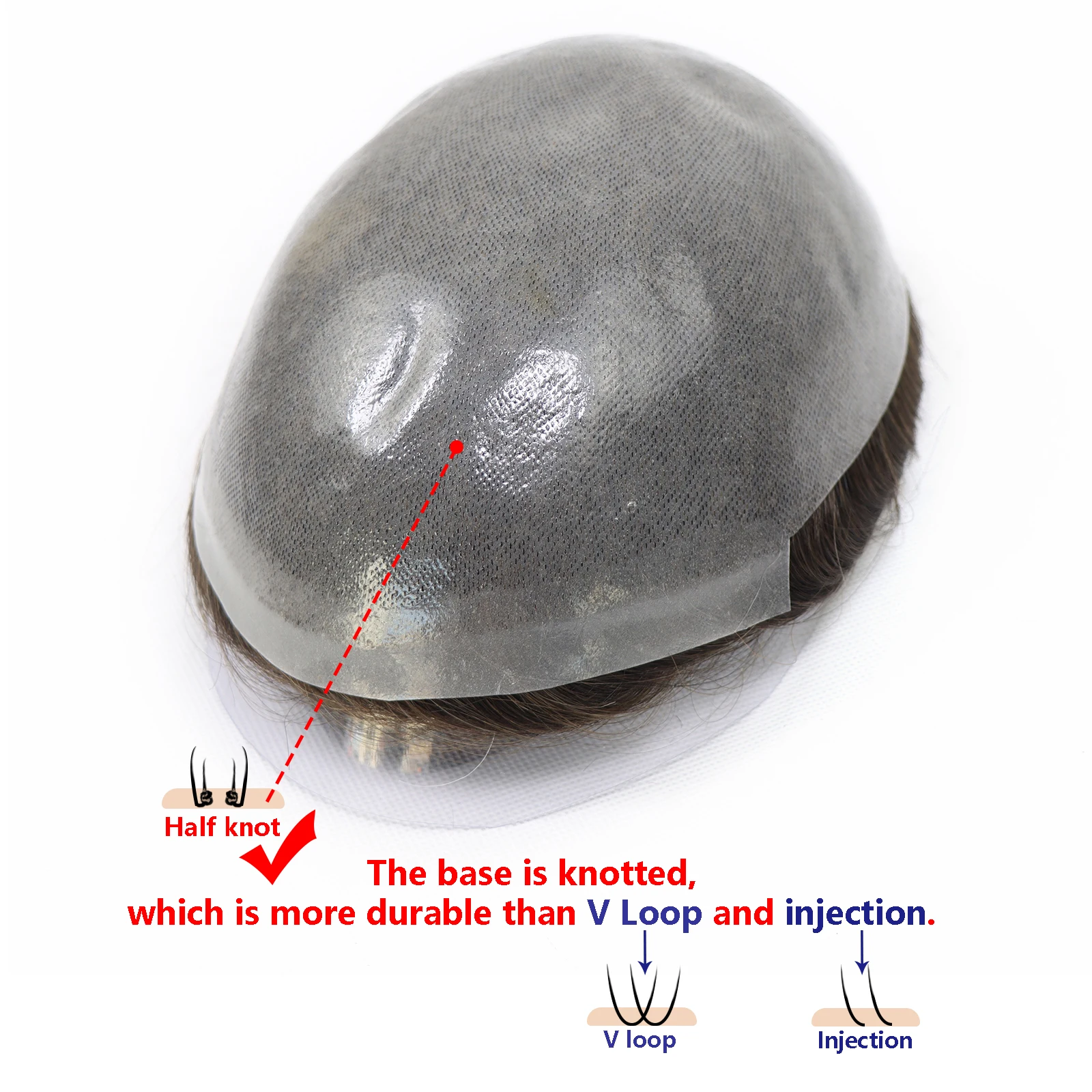 Perruque postiche marron pour hommes, Base en PU, 8x10 pouces, aspect naturel, toupet de remplacement de cheveux 100% naturels, 0.06-0.08mm