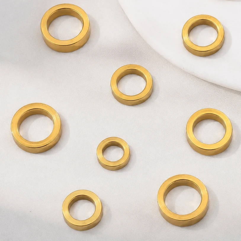 10 Stück Edelstahl-Abstandshalterperlen mit großem Loch, flach und rund, lose Perlen für DIY-Armbänder, Halsketten und Schmuckherstellung – Detail 4