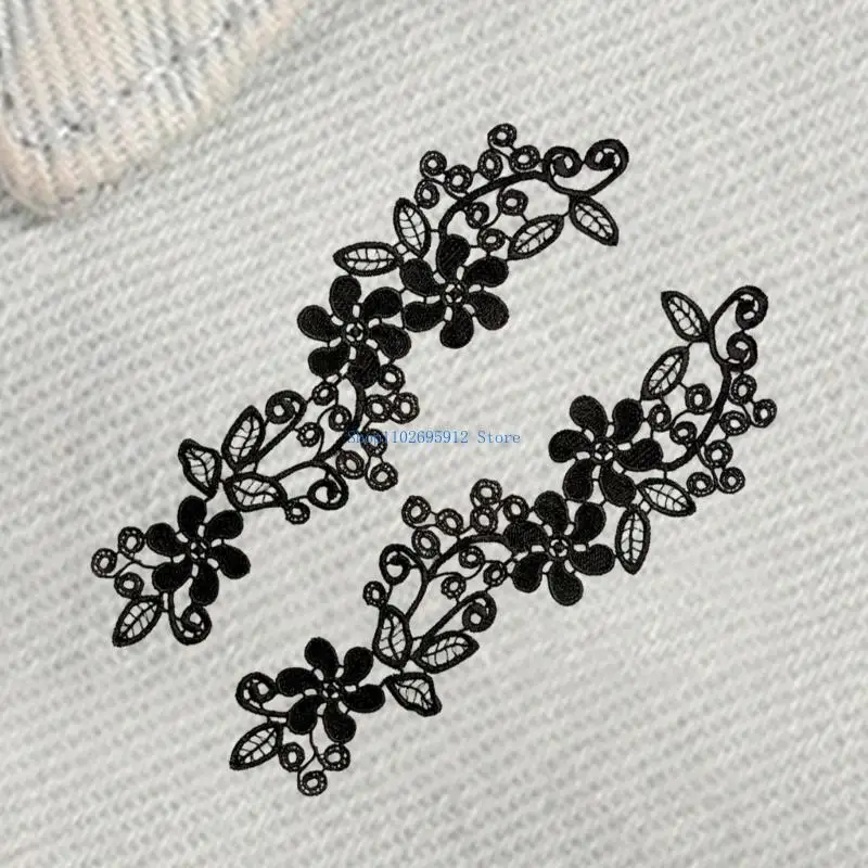 N7YE 2PCS LEXURIOUS LECES Cổ áo Áo cưới appliques bản vá sáng tạo