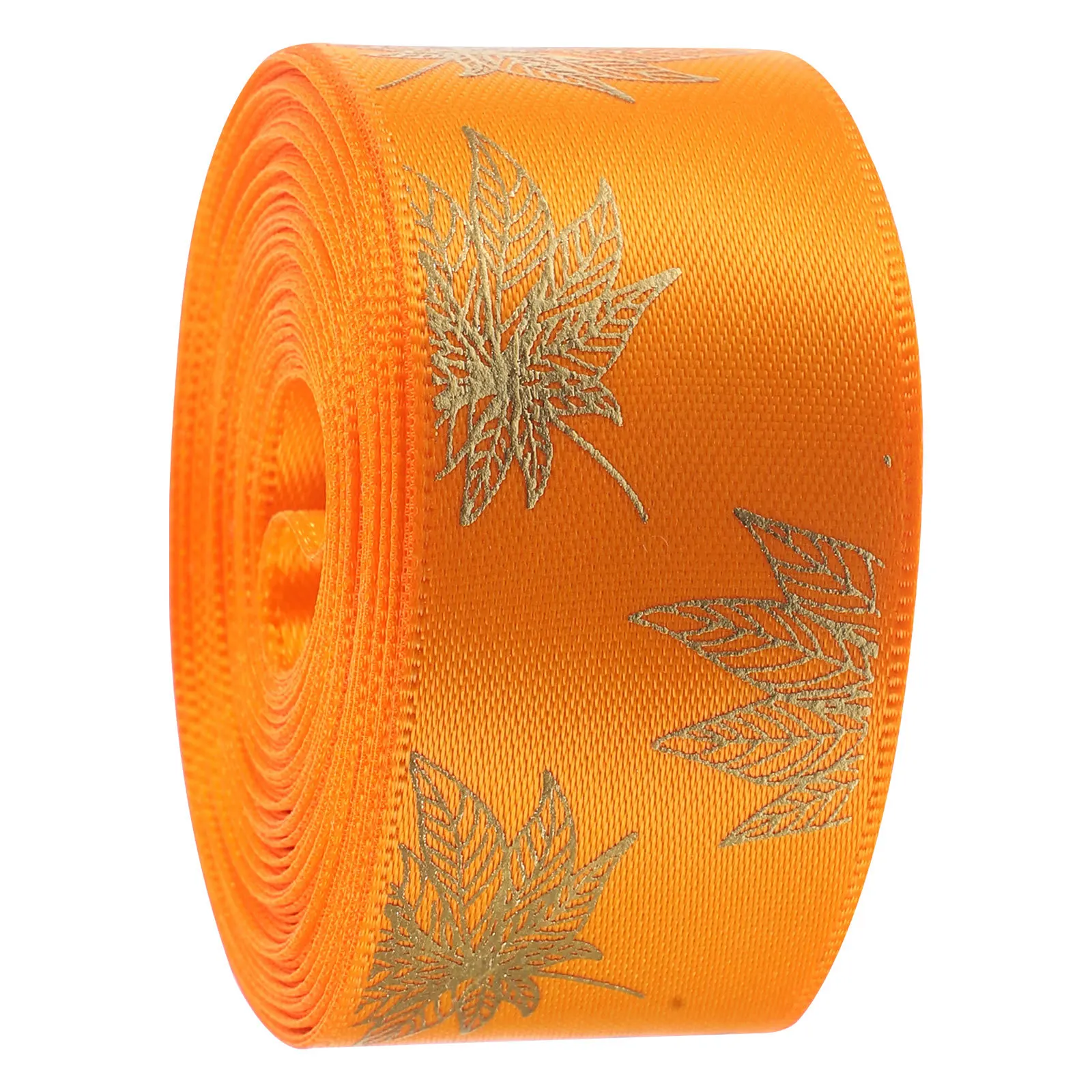 

1 Roll Maple Leaf Pattern Wrapping Ribbon Polyester Washable Non-Fading Cuttable for Thanksgiving Day Gift DIY Supplies