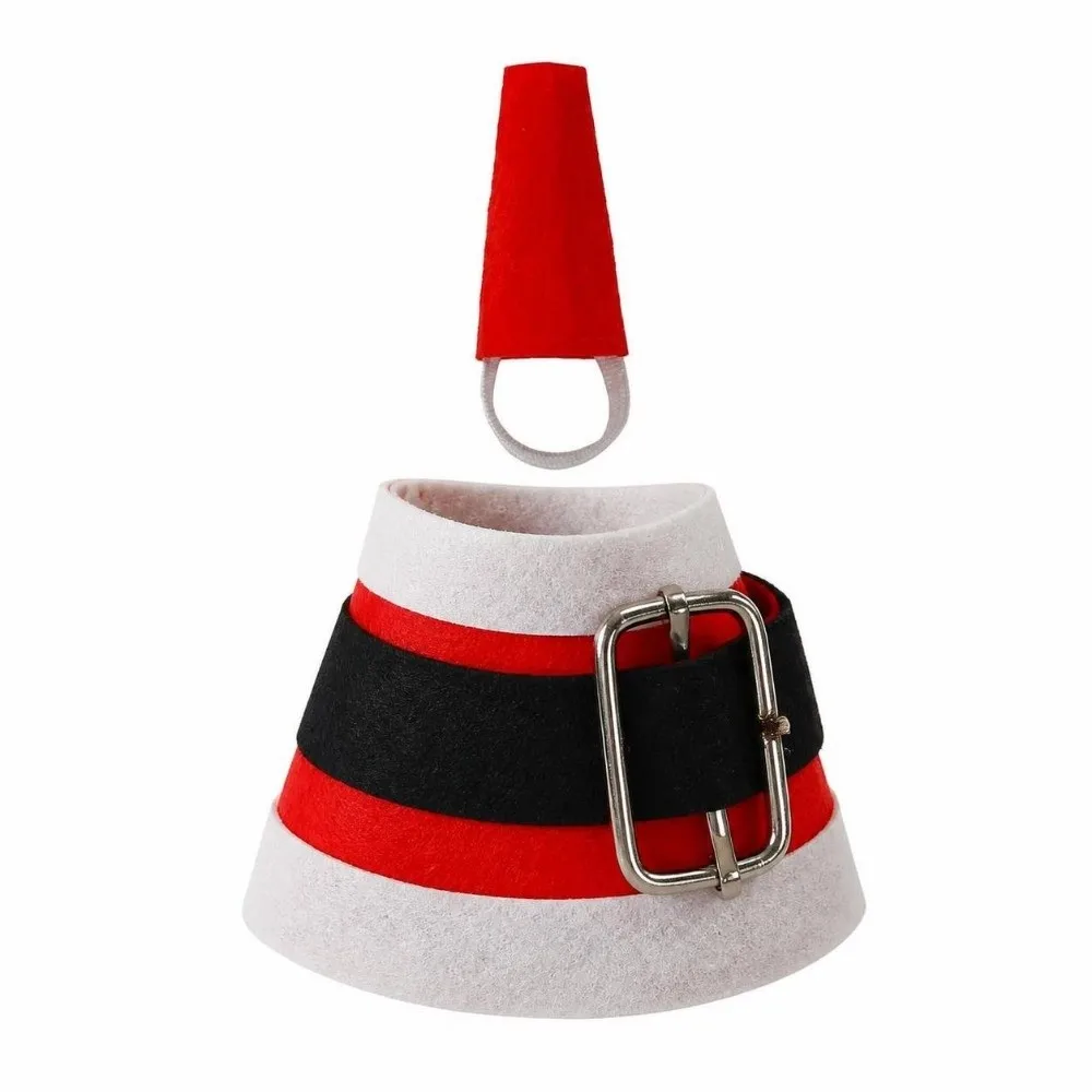 Fabric Goose Statue 7-Inch Christmas Tree Shaped Christmas Ornament With Hat Red And White Striped Scarf Holiday Decoration