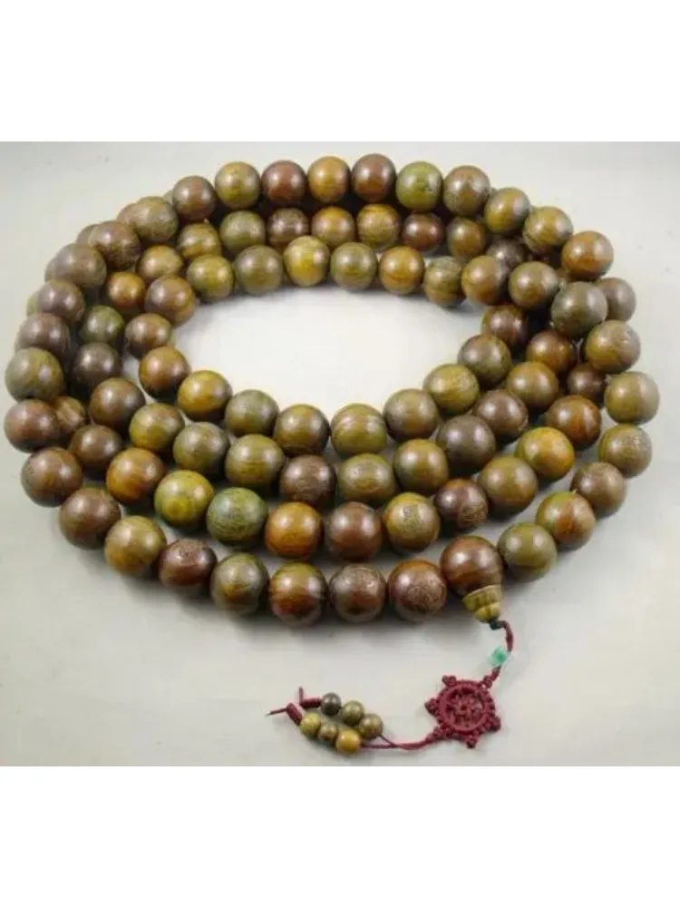 25mm Huge Tibetan Buddhism 108 Green sandalwood Prayer Bead Mala Necklace