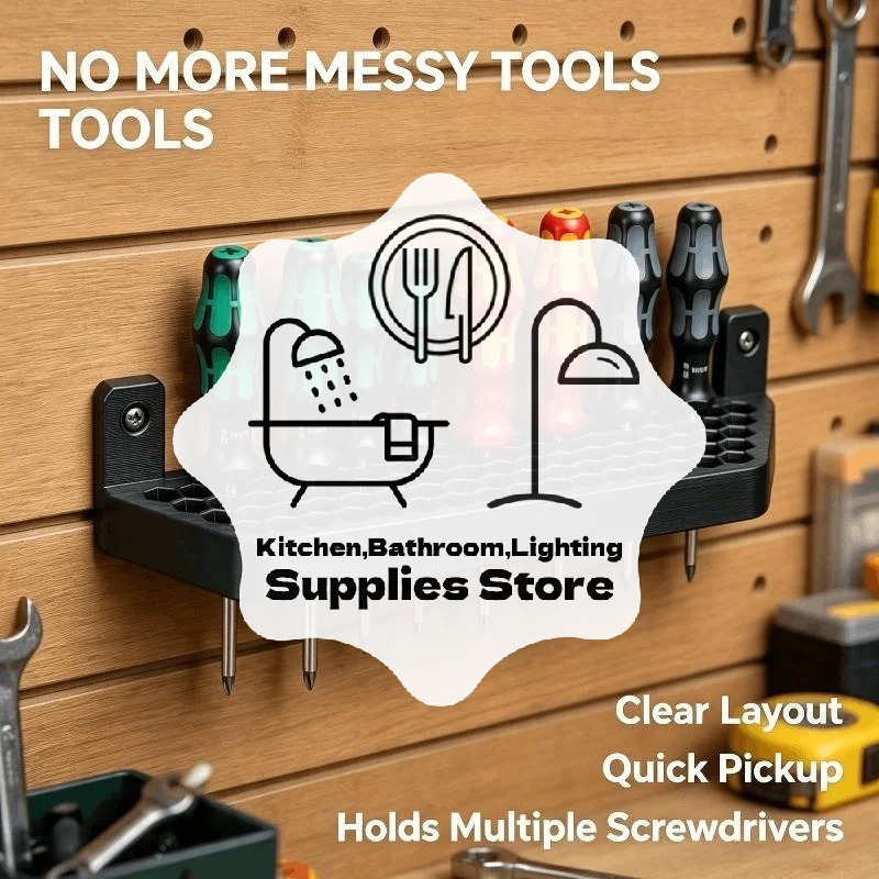 Wall-Mounted Screwdriver Holder Hex Hole Screwdriver Organizer Rack Workshop Garage Workbench Tool Storage Stand