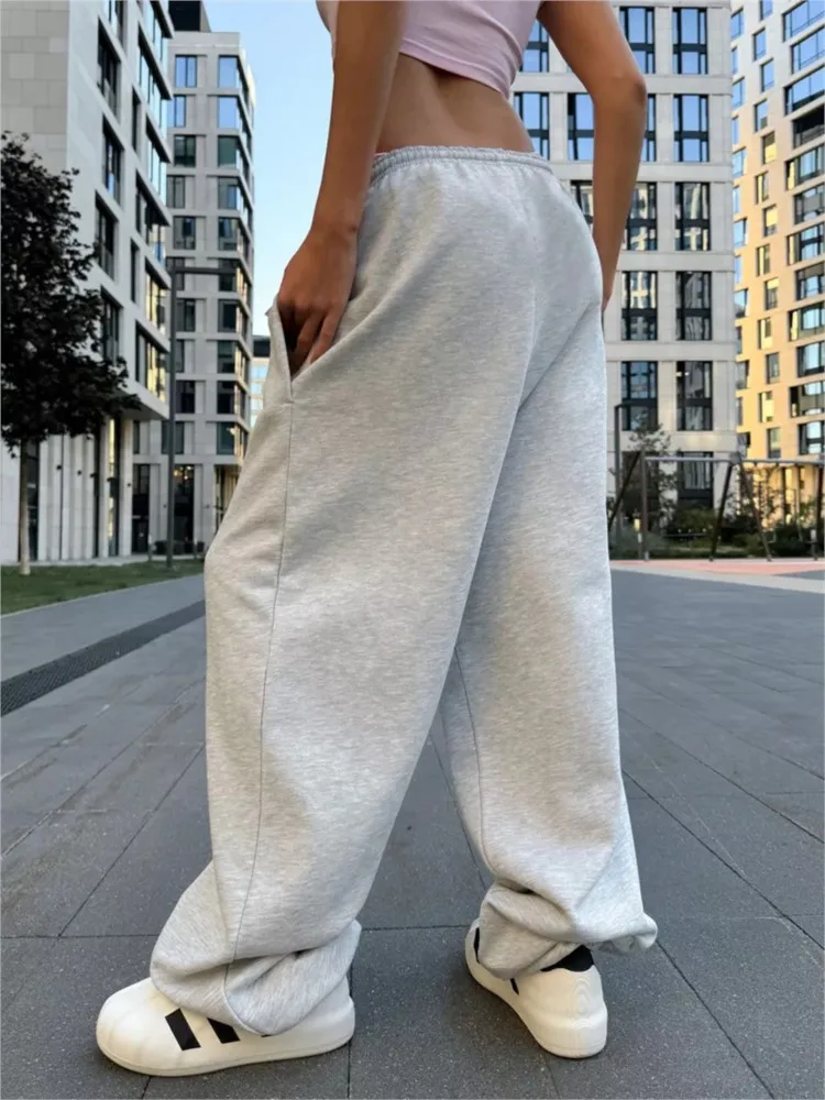 Spring And Autumn Simple Commuting Lace-up Casual Pants New Y2k Women's Personality Street Loose Fashion Waist Wide-leg Trousers