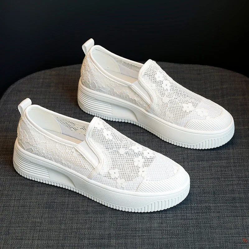 Fisherman Summer New Thick Bottom Lace Screen Casual Lazybones' Shoes One Pedal Loafer Women