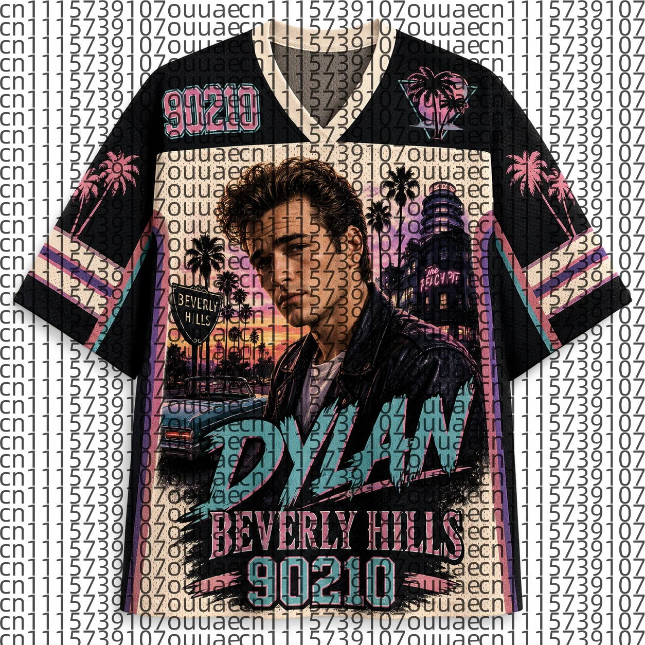 2026 Popular 80s Themed Sports Fashion Short Sleeved V-neck Mesh Streetwear Retro Band Movie Game Fan Gift T-shirt