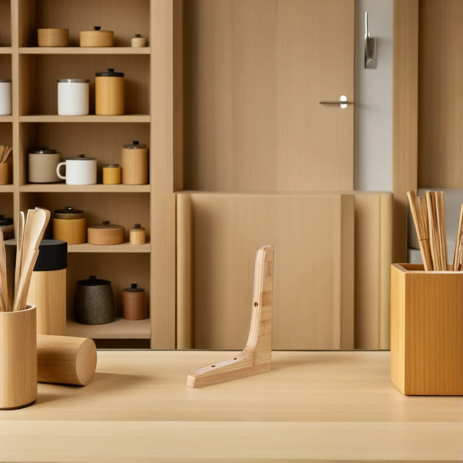 2 Buah Braket Rak Kayu Segitiga Penyangga Dinding Konstruksi Solid Tampilan Indah untuk Kantor Rumah Braket Rak Kayu