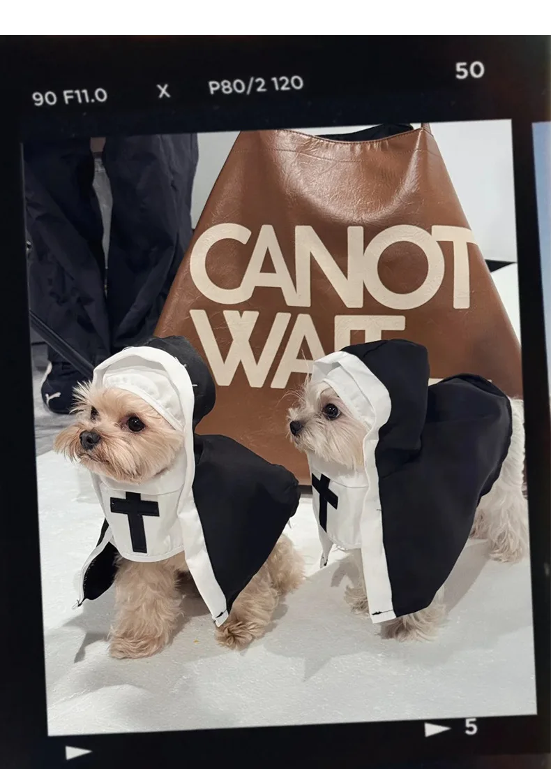

Pet Cat Dog Nun Costume Cute Funny Small Puppy Holiday Dress Up Outfit Halloween Festival Cosplay Party Supplies L