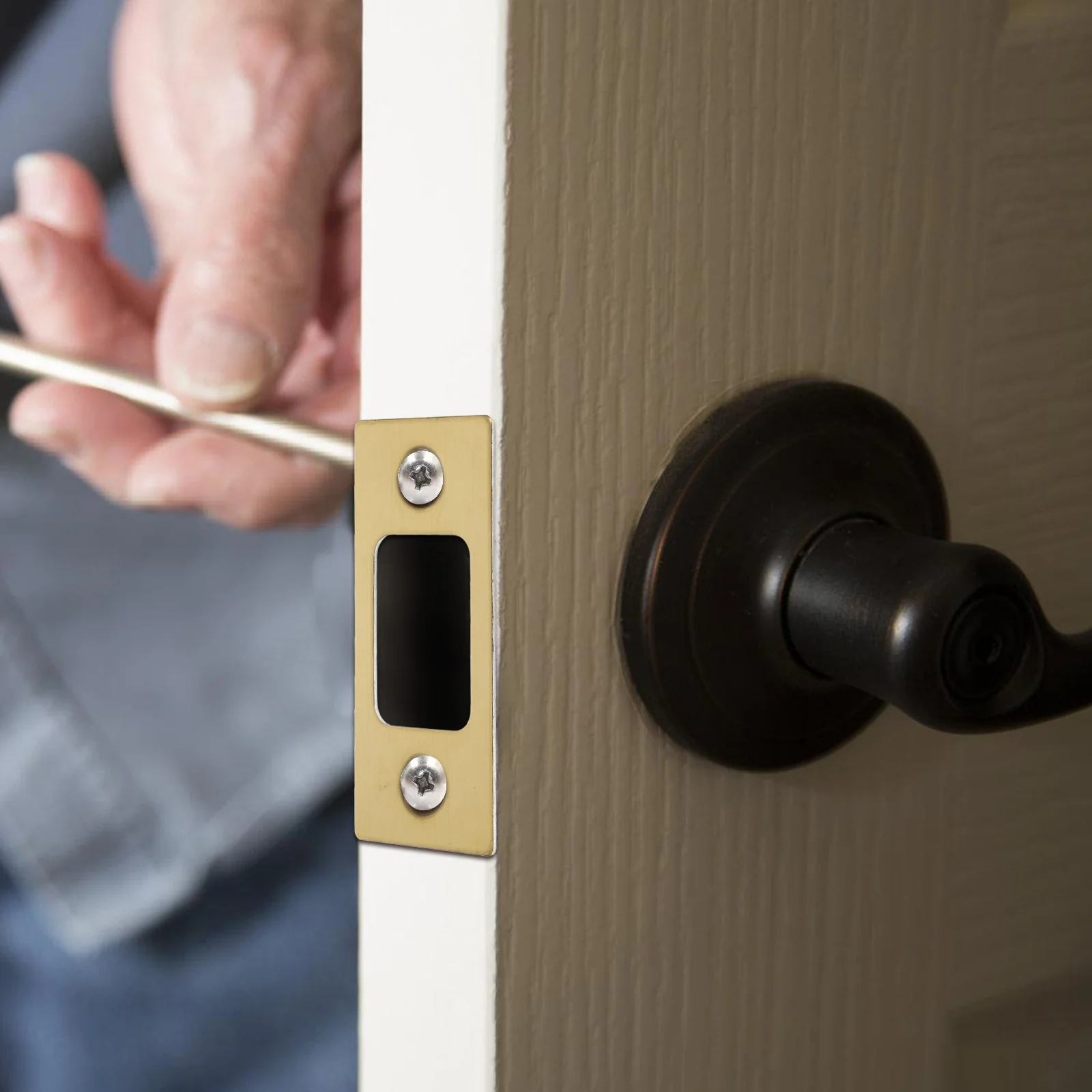 Chiusura con linguetta Fibbia Fermo per porta Piastra di attacco Catenaccio Chiusura in acciaio inossidabile Puntone di sicurezza nero Catenaccio di sicurezza Cattura serratura della porta