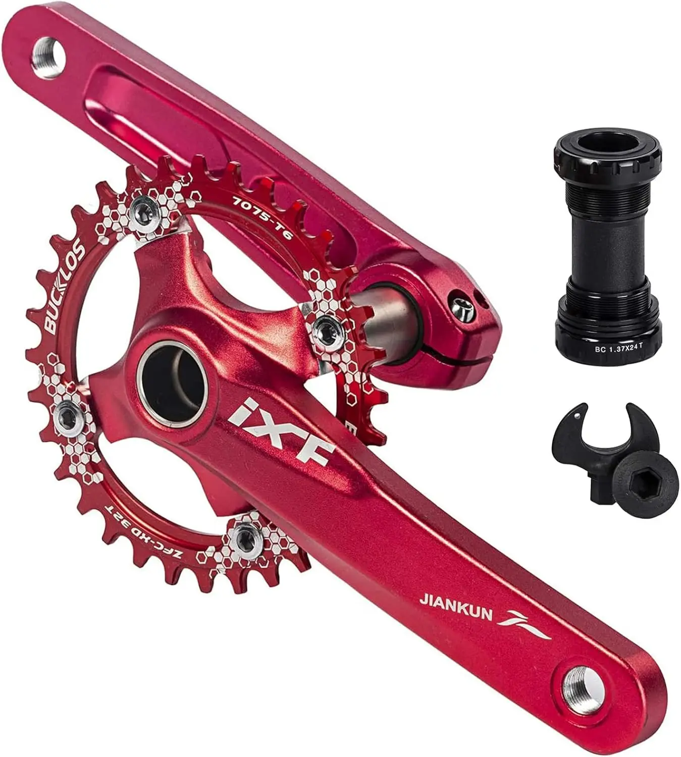 

IXF 104 BCD 30T-38T 170MM Mountain Bike Crankset, Hollow Integrated MTB Crank Set, Aluminum Alloy Crankset Round Oval Narrow Wid