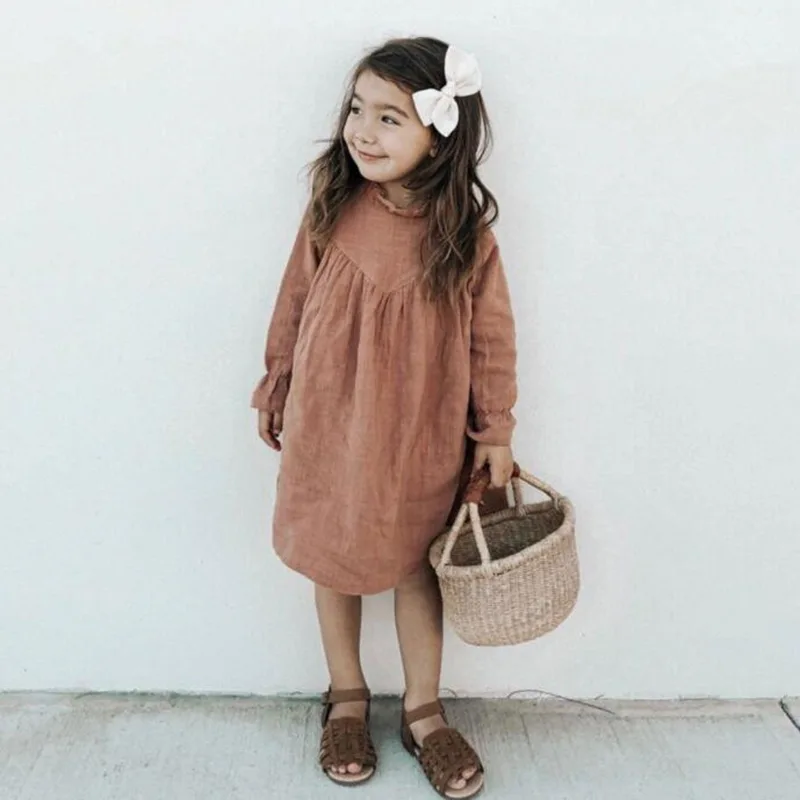 

Spring and Summer New Children's Spring and Autumn Girls' Dress Cotton Elastic Sleeve British Style Lace Collar Princess Dress
