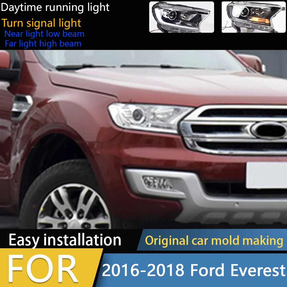 

Стайлинг автомобиля, фары для Ford Everest, 2016-2018, новые светодиодные фары Ranger, светодиодные фары DRL Hid, биксеноновые автоаксессуары