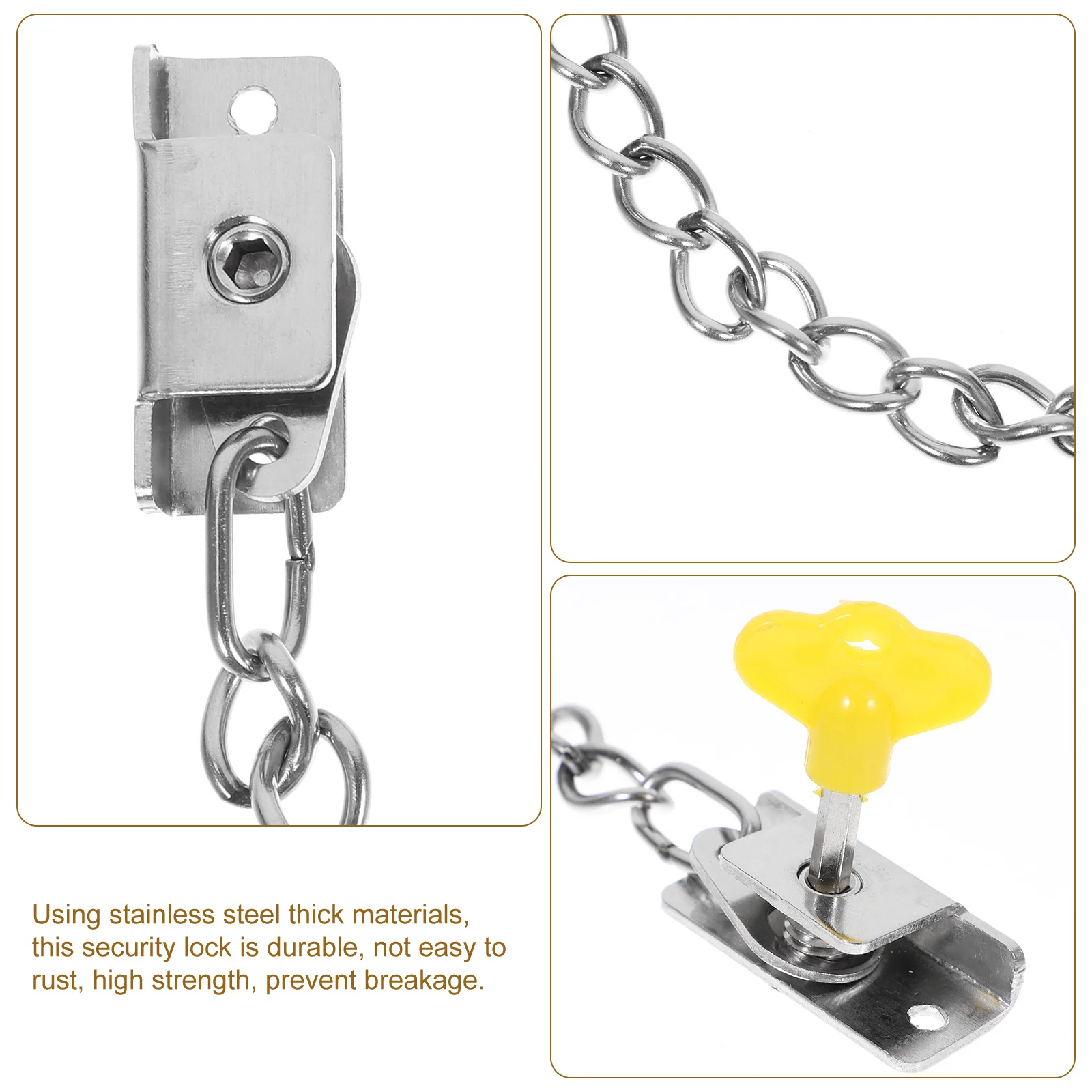 

Heavy Duty Window Safety Chain Lock Rust Resistant Brushed Finish Door Security Lock for Home Hotel Room Child Pet Prevention