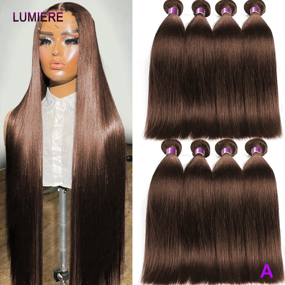 Marrone cioccolato Osso Lisci Indiani Grezzi Vergini 100% Capelli Umani Onda Profonda Estensioni Dei Capelli 3 4 Bundle Offerte Doppia Trama Tissage