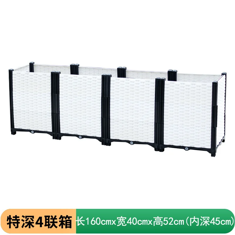 Outdoor Balcony Vegetable Planter, Extra-Large Rooftop Thickened White Rectangular Plastic Trough