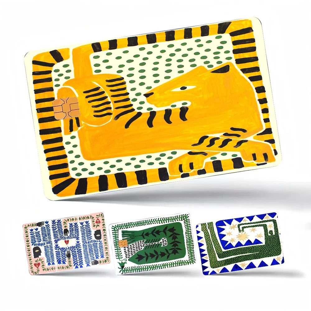 Ancient Egypt Tiger Leopard2024 Anime Cartoon Skin Stickers Film Tape Case For Big Credit Debit Card Front Side