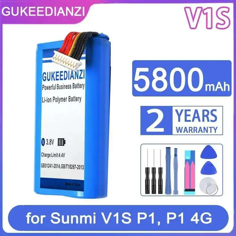 

V1S SM-P1-H18650CH 9Nine Durable For Sunmi P1 4G 3.6V SM-18650B4-1S2P W5920 5800Mah Pos Machine Battery