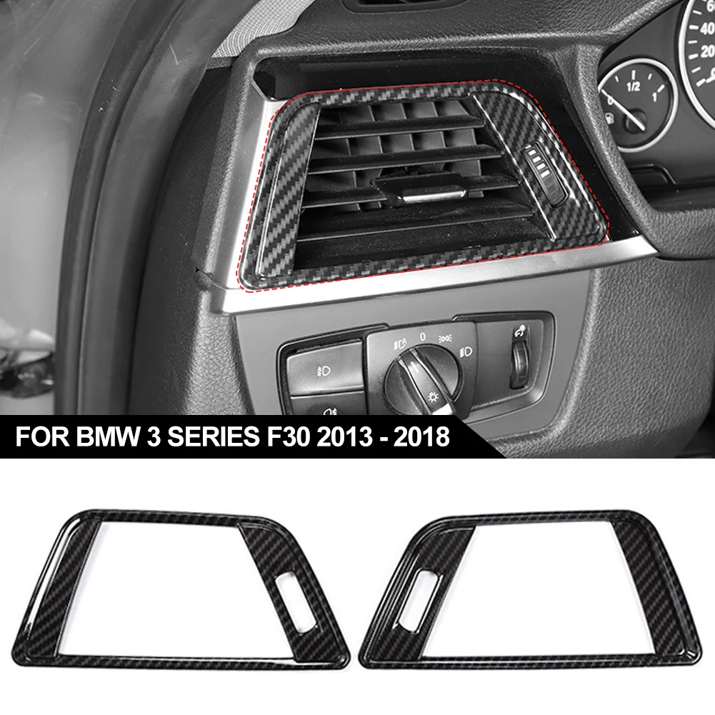 2Pcs Car Carbon Fiber Style Side Air Conditioning Vent Cover Trim Frame Stickers For BMW 3 Series F30 2013 - 2018