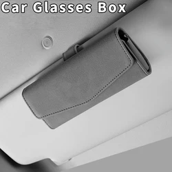 Estuche Universal para gafas de coche, caja de almacenamiento para gafas de sol, Clip para tarjeta, soporte para boletos, accesorios interiores de cuero