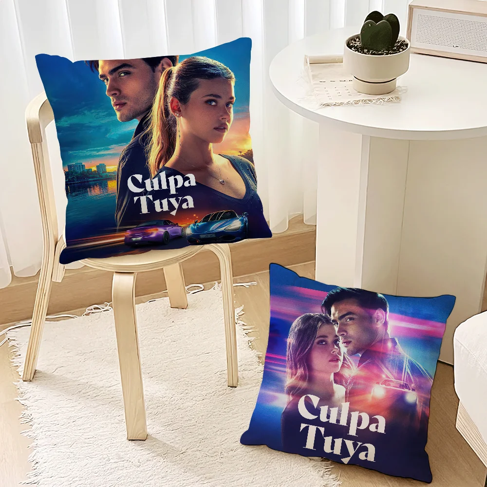 Funda de cojín de película C-Culpa Tuya para habitación, hogar, sofá, sala de estar, oficina, cafetería, decoración de impresión de coche, funda nórdica sencilla
