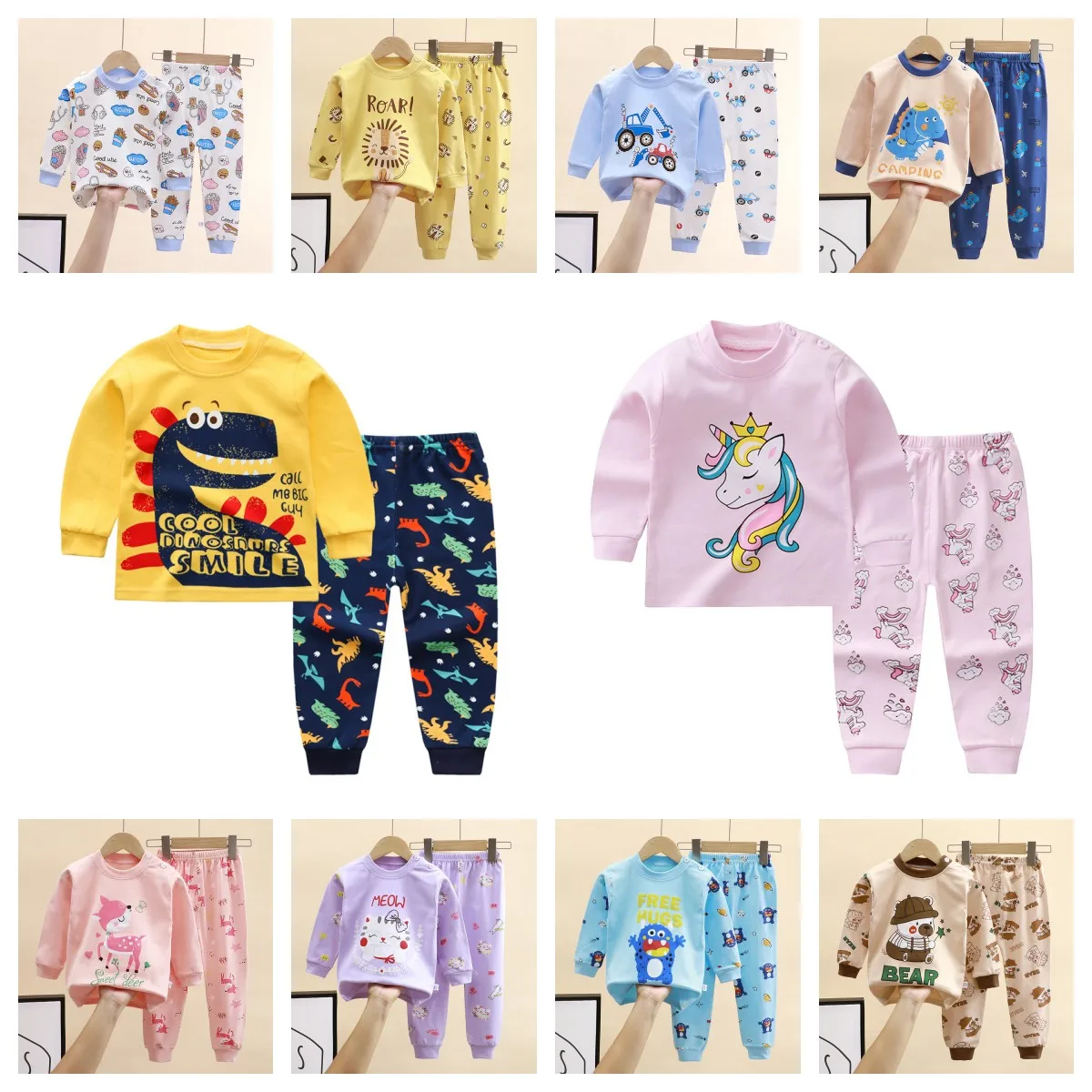 Kids Pajamas Children Sleepwear Baby Pyjamas Sets Boys Girls Animal Pijamas Cotton Nightwear Clothes Toddlers Clothing DS39