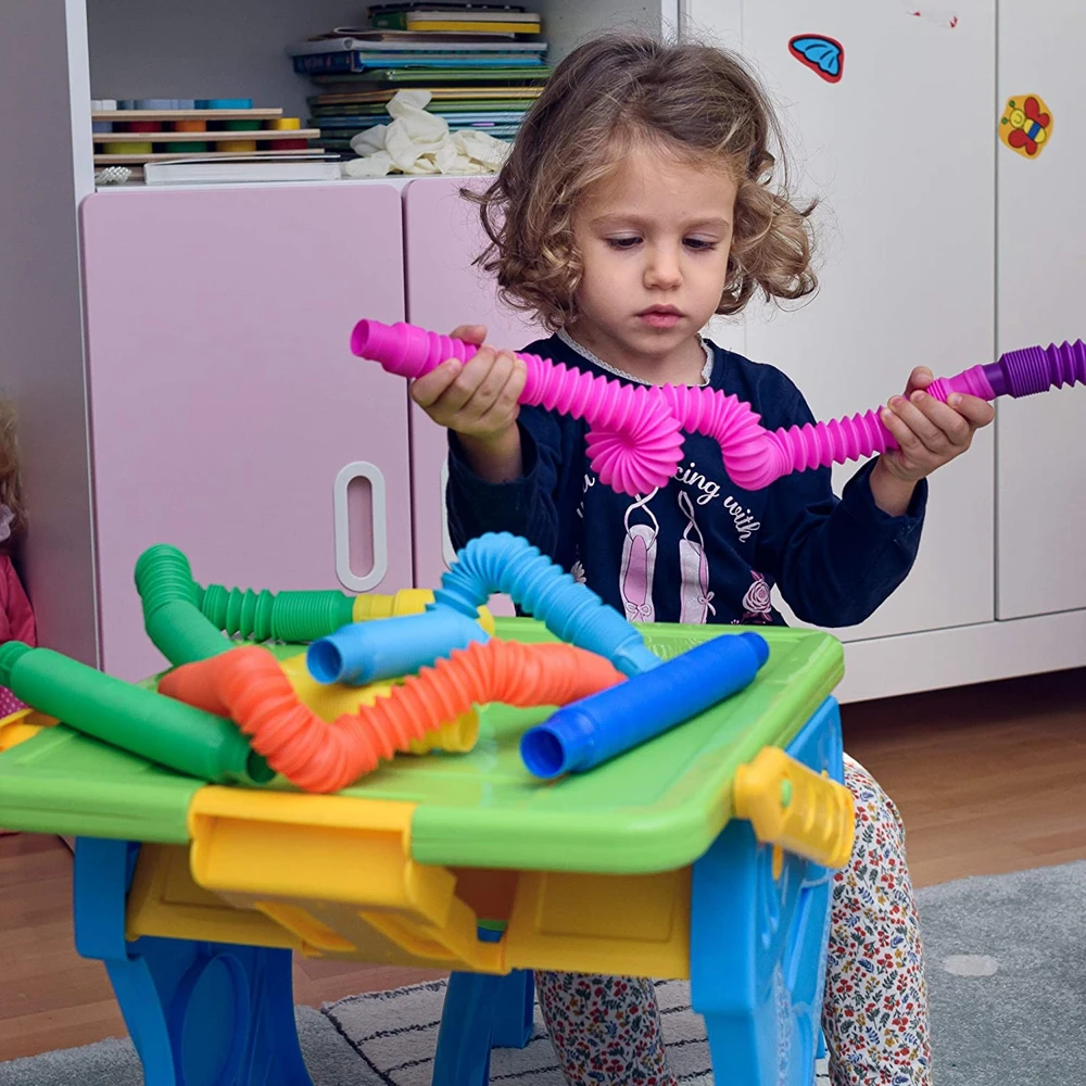 8 Stück Pop Tuben Zappeln Spielzeug Autismus sensorische Spielzeuge Zappeln Röhren Party Gefälligkeiten für Kinder Kleinkinder Adhd Angst Stress abbau Spielzeug