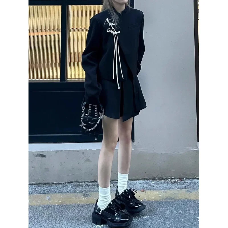 

2025 Autumn Winter Cold High-End Asymmetrical Jacket and Skirt Two-Piece Fashion New Chinese Style Set for Women hot yi;4