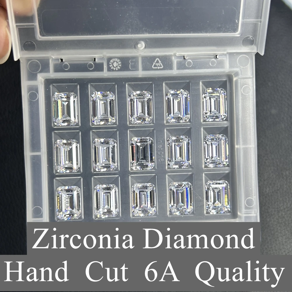 Meisidian 3x5-13x18mm 6A Quality Emerald Cut White Cubic Zirconia CZ Diamond Stone