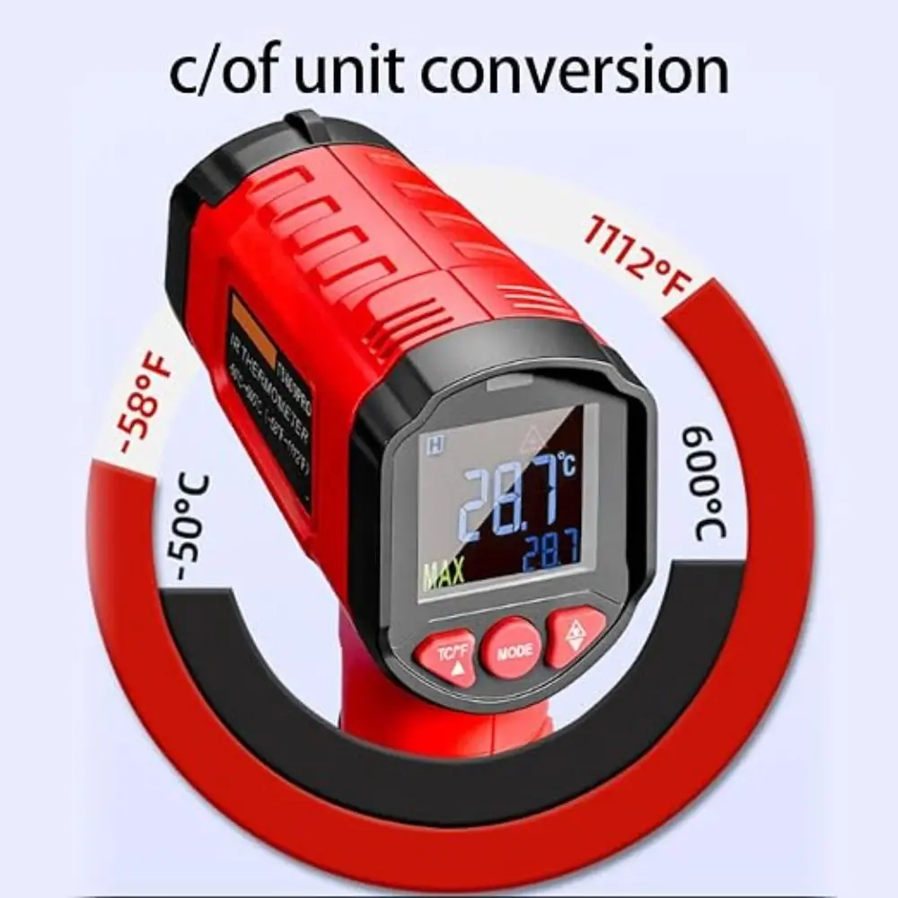 -50℃ To 600℃ Infrared Thermometer Non-Contact LCD Display Digital Temperature Meter Accurate Measurement Backlit Screen