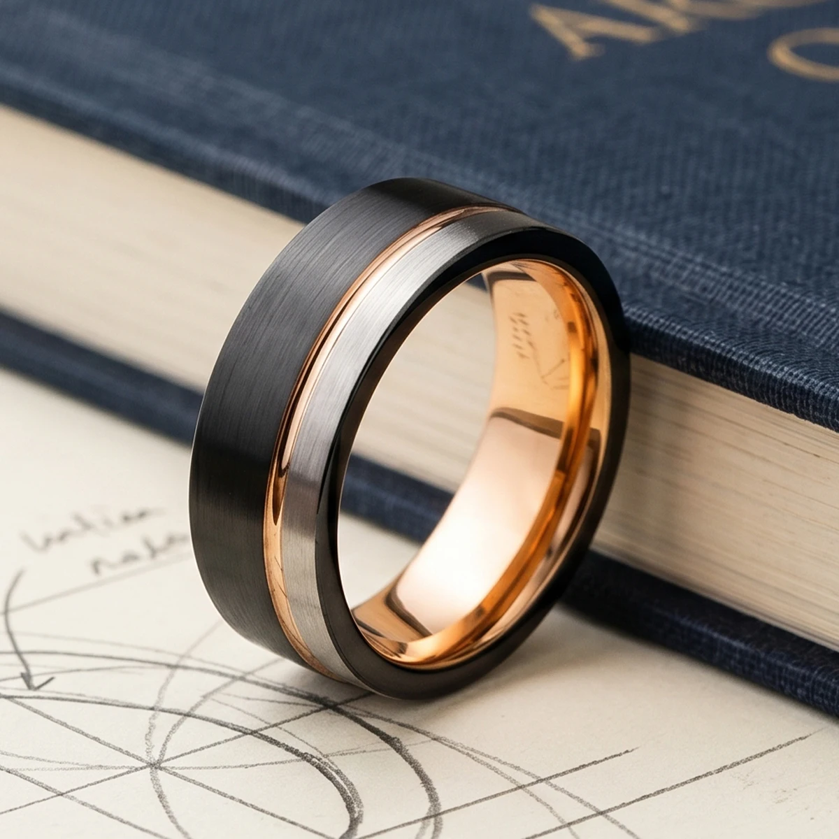 8MM Rose Gold Tungsten Carbide Ring Wedding Bands Men Women Brushed Groove Design Classic Fashiona Jewelry Couples' Dates Rings