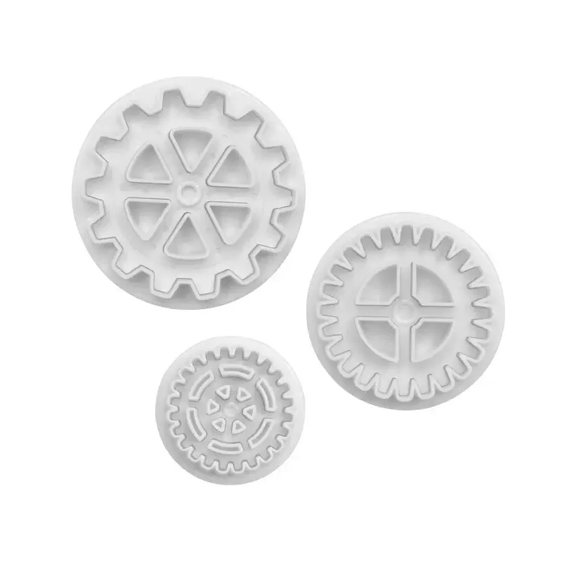 3Pcs/Set Gear Plastic Cookie Cutter Stamp Set DIY Kitchen Cake Decorating Tools Fondant Embosser Die for Biscuit Decoration