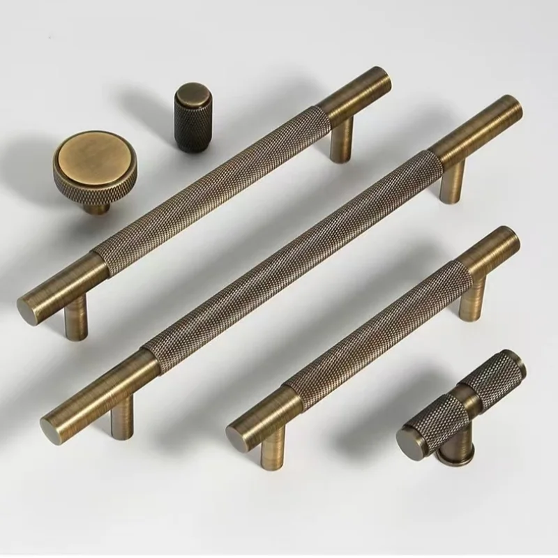 Antique Solid Brass Handle Nordic Kitchen Cabinet Door Knobs Bronze Cupboard Handles Drawer Pulls Retro Decor Furniture Handles