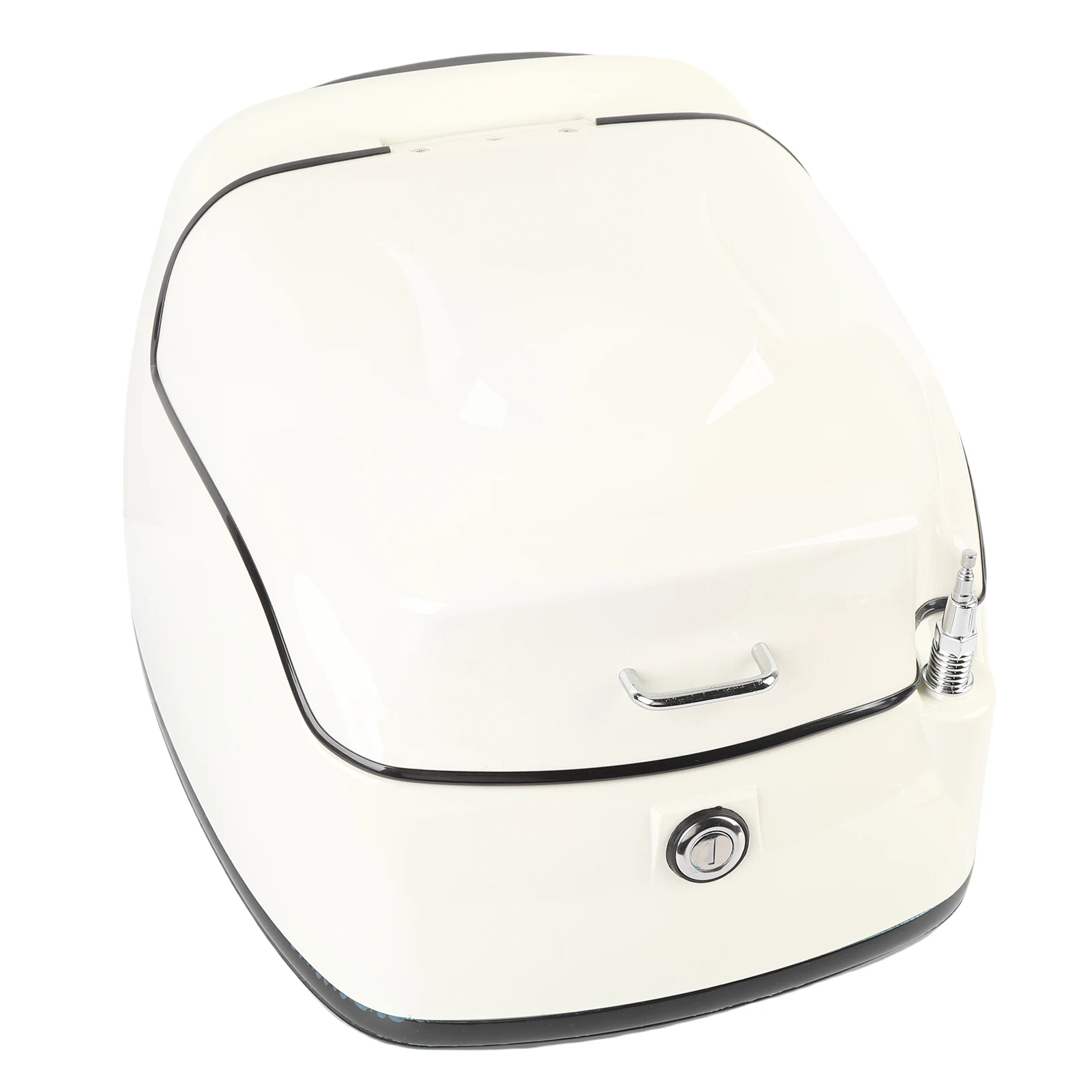 White 38L Waterproof Universal Motorcycle Top Box With Lock & Base Plate, Helmet Storage Tail Luggage Trunk Case For Motorbike &