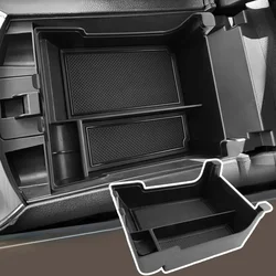 Car Armrest Storage Box For Ford Edge 21-24 Center Console Tray Auto Interior Organizer Centre Storager Case ABS Black