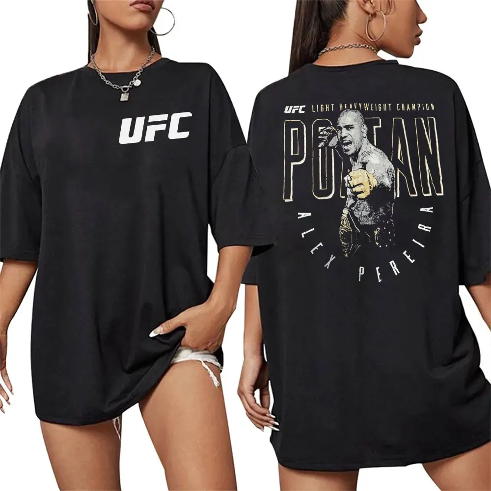 

2026 Summer UFC Alex Pere Graphic Fighting T-shirt Women Sports Cotton Short Sleeve Loose Leisure Fitness Shirt Unisex