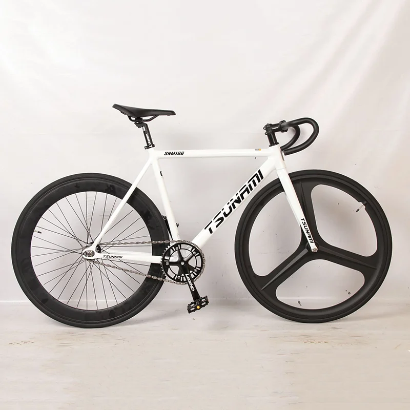 Fixed Gear Bicycle Tsunami Aluminum Alloy Frame SNM100 Racing Track Bike Magnesium Alloy 3-Spoke Wheel Fixed Gear Bicycle