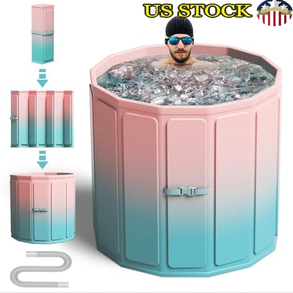 Foldable Ice Bath Tub Large Size 77 Gal Muscle Recovery Outdoors Gyms Quick Opening Portable Cold Water Therapy No Installation