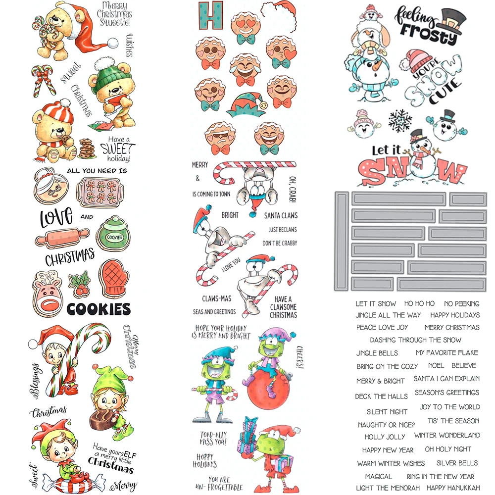 Christmas Elves Gnome Snowmen Metal Cutting Dies and Stamps Bake Cookies Stamp For DIY Scrarpbooking Paper Craft Card Making New