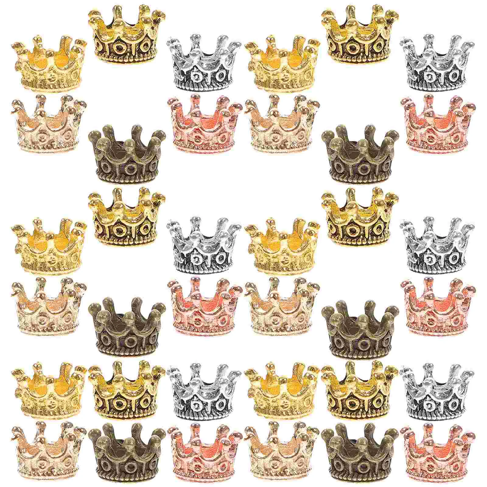 60 Pcs Crown Jewelry Accessories Gold Decor Crown-shape Charms Chic Pendants Crown-design Alloy Necklace DIY Making Supplies