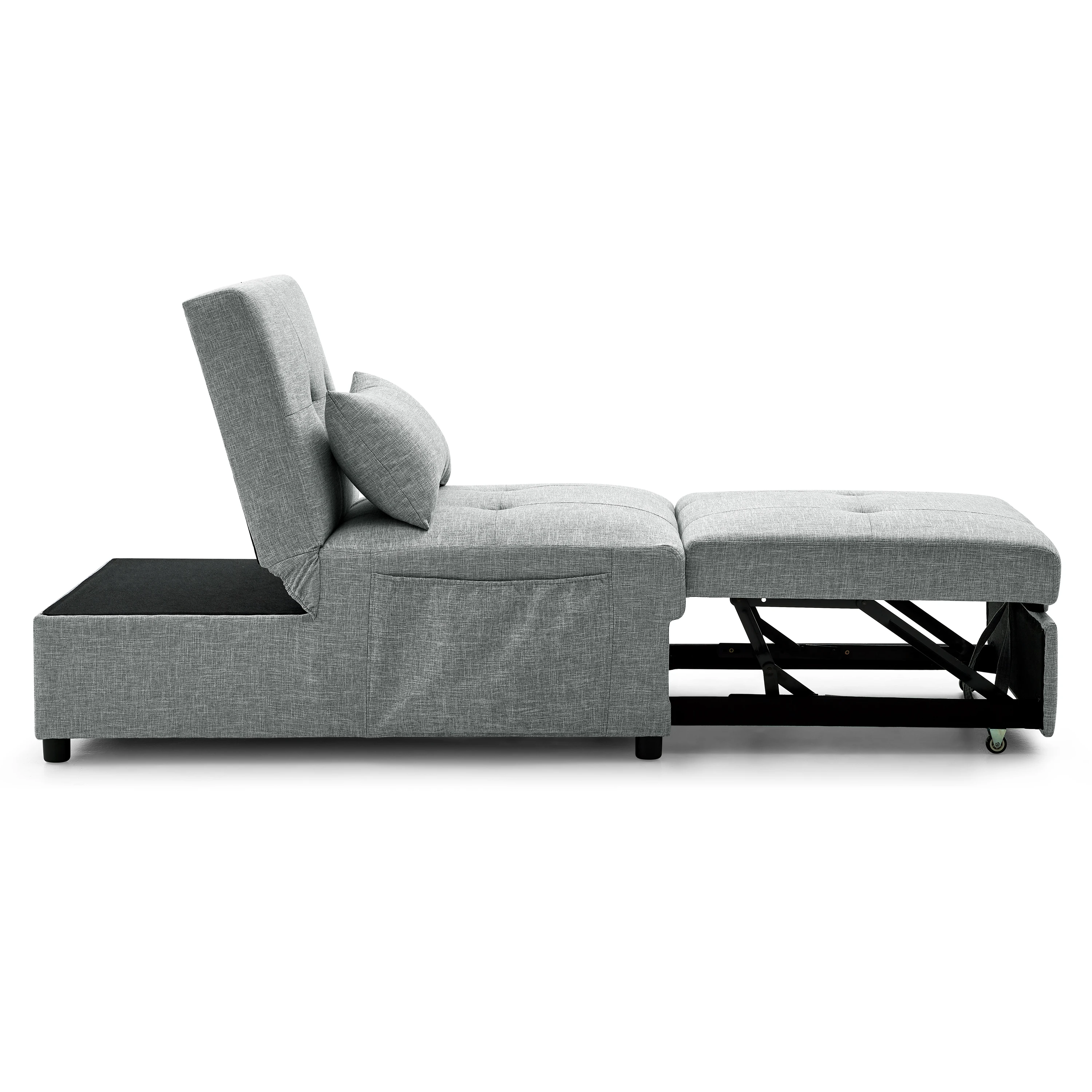 Modern 4-in-1 Single Folding Sofa Bed Fabric Upholstery for Small Space Living for Hotels Bedrooms Apartments and Hospitals