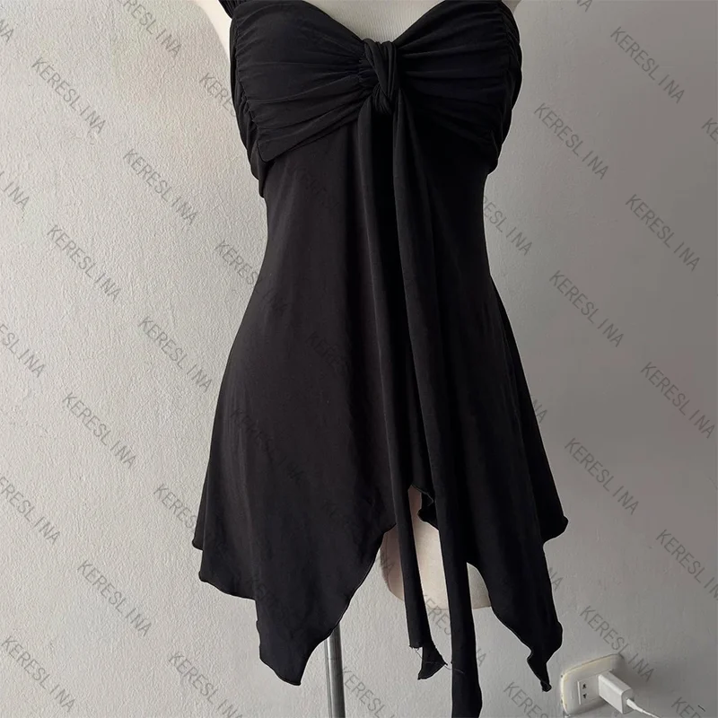 Einfarbiges Damen-Unterhemdkleid, Street Casual, vielseitig, Y2K2000s, ästhetisches Hip-Hop-Mode-Emo-Mädchen, schlankes, sexy Damenkleid